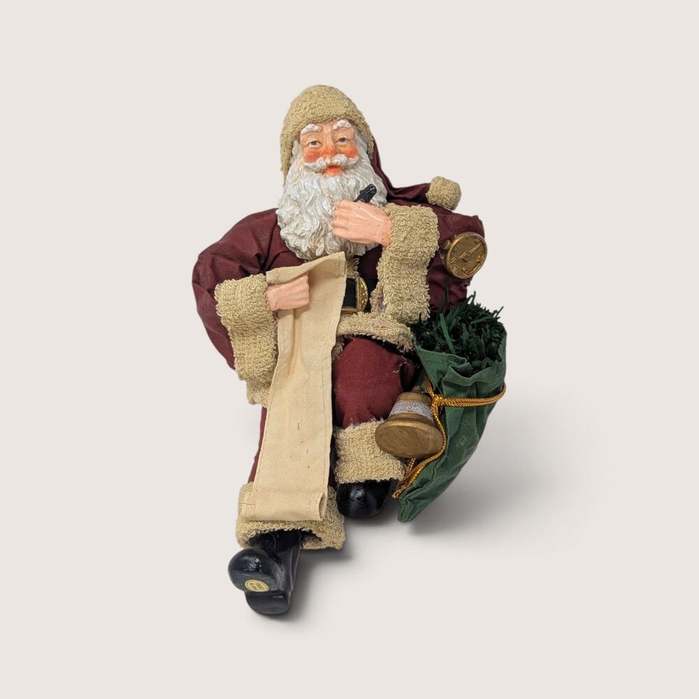 Vintage Santa Figurine Shelf Sitter 1990s Christmas Decor Naughty Nice List
